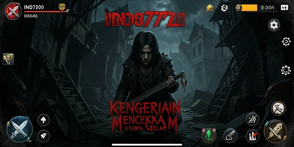 Tangkapan layar menunjukkan gameplay mencekam IND777 dengan suasana gelap.