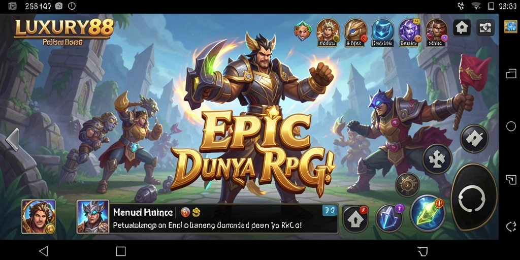 Screenshot gameplay LUXURY88 menampilkan aksi seru dan dunia fantasi yang menawan.
