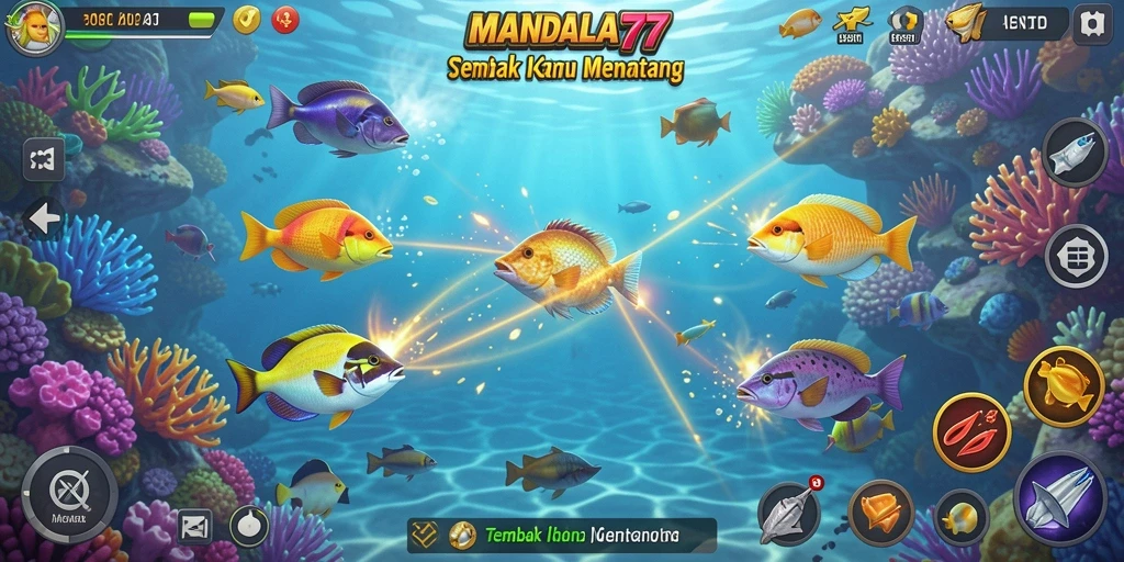 Tampilan gameplay seru Tembak Ikan dalam MANDALA77.