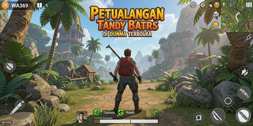 Screenshot gameplay WA369 menampilkan eksplorasi dunia terbuka yang luas.